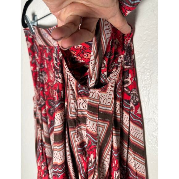 Free People Women's Paradise Boho Print Handkerchief Hem Skirt Flowy Pockets 6 - Picture 6 of 11